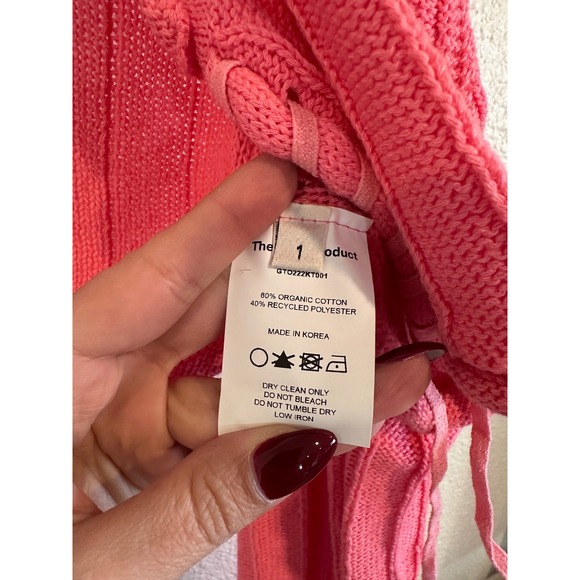 TheOpen Product Pink Ribbed Knit Lace Up Shrug Bolero Cardigan Size 1 Y2K - Picture 7 of 8